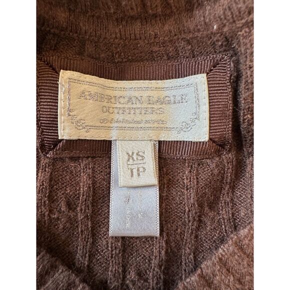 Vintage Y2K American Eagle 100% Cotton Brown Sweater Size XS - Picture 3 of 4